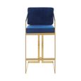 Azalea Barstool - Set of 2 - Blue Velvet Fabric with Gold Metal