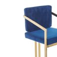 Azalea Barstool - Set of 2 - Blue Velvet Fabric with Gold Metal