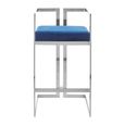 Azalea Barstool - Set of 2 - Blue Velvet Fabric with Silver Metal