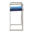 Azalea Barstool - Set of 2 - Blue Velvet Fabric with Silver Metal