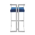 Azalea Barstool - Set of 2 - Blue Velvet Fabric with Silver Metal