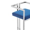 Azalea Barstool - Set of 2 - Blue Velvet Fabric with Silver Metal