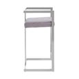 Azalea Barstool - Set of 2 - Grey Velvet Fabric with Silver Metal