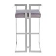 Azalea Barstool - Set of 2 - Grey Velvet Fabric with Silver Metal