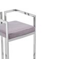Azalea Barstool - Set of 2 - Grey Velvet Fabric with Silver Metal