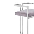 Azalea Barstool - Set of 2 - Grey Velvet Fabric with Silver Metal