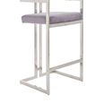Azalea Barstool - Set of 2 - Grey Velvet Fabric with Silver Metal