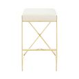 Azalea Barstool - Set of 2 - Ivory Fabric with Gold Base