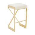 Azalea Barstool - Set of 2 - Ivory Fabric with Gold Base