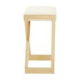 Azalea Barstool - Set of 2 - Ivory Fabric with Gold Base