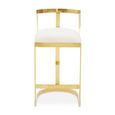 Azalea Barstool - Set of 2 - Ivory Velvet Fabric with Gold Metal