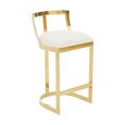 Azalea Barstool - Set of 2 - Ivory Velvet Fabric with Gold Metal