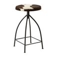 Boho Barstool - Cowhide - Industrial - Round
