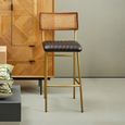 Buffalo Bar Chair - Black - Leather with Gold Metal