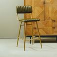 Buffalo Bar Chair - Green - Leather with Gold Metal