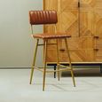 Buffalo Bar Chair - Tan - Leather with Gold Metal Frame
