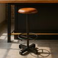 Buffalo Barstool - Set of 2 - Round - Light Brown - Leather