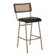 Buffalo Bar Chair - Black - Leather with Gold Metal