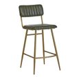 Buffalo Bar Chair - Green - Leather with Gold Metal