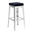 Horizon Barstool - Black Velvet Fabric with Silver Metal