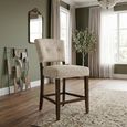 Oakridge Counter Stool - Set of 2 - Beige Bison Fabric - Dark Oak