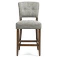 Oakridge Counter Stool - Set of 2 - Grey Bison Fabric - Dark Oak
