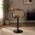 Hanna Barstool - Set of 2 - Adjustable Gas Lift - Brown and Black - Fabric and Metal