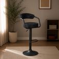 Hanna Barstool - Set of 2 - Adjustable Gas Lift - Charcoal and Black - Fabric and Metal