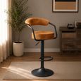 Hanna Barstool - Set of 2 - Adjustable Gas Lift - Rust and Black - Fabric and Metal