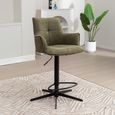 Jacob Barstool - Set of 2 - Adjustable Gas Lift - Green and Black - Fabric and Metal