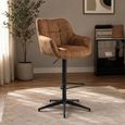 Jade Barstool - Set of 2 - Adjustable Gas Lift - Rust and Black - Fabric and Metal