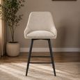 Oscar Counter Stool - Set of 2 - Biscuit and Black - Fabric and Metal