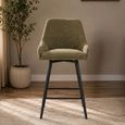 Oscar Counter Stool - Set of 2 - Olive Green and Black - Fabric and Metal