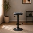 Remi Barstool - Set of 2 - Adjustable Gas Lift - Round - Charcoal and Black - Fabric and Metal