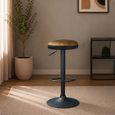 Remi Barstool - Set of 2 - Adjustable Gas Lift - Round - Rust and Black - Fabric and Metal