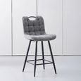 Symphony Counter Stool - Set of 2 - Dark Grey and Black - Fabric and Metal