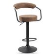 Hanna Barstool - Set of 2 - Adjustable Gas Lift - Brown and Black - Fabric and Metal