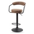 Hanna Barstool - Set of 2 - Adjustable Gas Lift - Brown and Black - Fabric and Metal