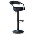 Hanna Barstool - Set of 2 - Adjustable Gas Lift - Charcoal and Black - Fabric and Metal