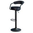 Hanna Barstool - Set of 2 - Adjustable Gas Lift - Charcoal and Black - Fabric and Metal