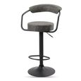 Hanna Barstool - Set of 2 - Adjustable Gas Lift - Grey and Black - Fabric and Metal