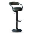 Hanna Barstool - Set of 2 - Adjustable Gas Lift - Olive and Black - Fabric and Metal