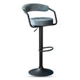 Hanna Barstool - Set of 2 - Adjustable Gas Lift - Stone Blue and Black - Fabric and Metal