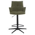 Jacob Barstool - Set of 2 - Adjustable Gas Lift - Green and Black - Fabric and Metal