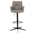 Jacob Barstool - Set of 2 - Adjustable Gas Lift - Grey and Black - Faux Leather and Metal