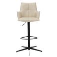 Jacob Barstool - Set of 2 - Adjustable Gas Lift - Ivory and Black - Faux Leather and Metal