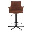 Jacob Barstool - Set of 2 - Adjustable Gas Lift - Tan and Black - Fabric and Metal