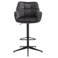 Jade Barstool - Set of 2 - Adjustable Gas Lift - Charcoal and Black - Fabric and Metal