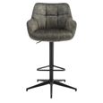 Jade Barstool - Set of 2 - Adjustable Gas Lift - Olive and Black - Fabric and Metal