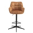 Jade Barstool - Set of 2 - Adjustable Gas Lift - Rust and Black - Fabric and Metal